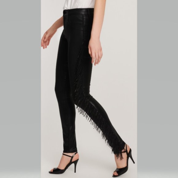J Brand x Halpern Fringe Stellar Jeans Skinny Black Size 26 NWT - Picture 5 of 12